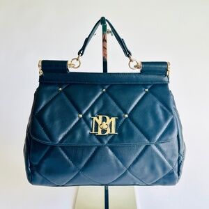 Bradgley Mischka Black Leather Quilted Handbag